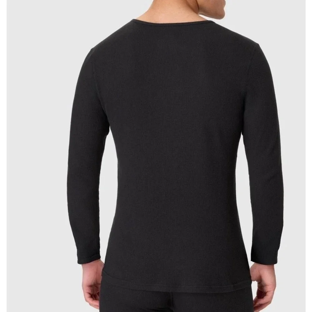 Hanes Premium Mens Baselayer Set of 2‎ Black Waffle Long Sleeve Crewneck small